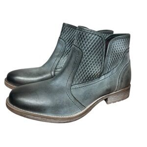 Roan by Bed Stu Grey Blue Leather Ankle Boots 8